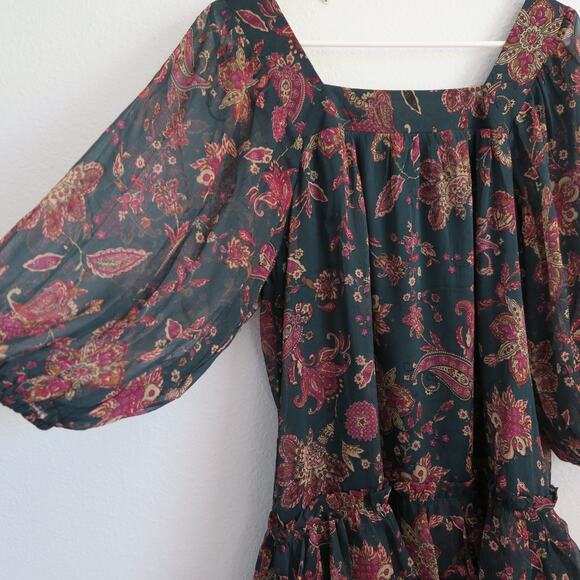 NWT Band of the Free Mandy Dress Pine Berry Boho Green Floral Dress Size Small - Picture 4 of 12